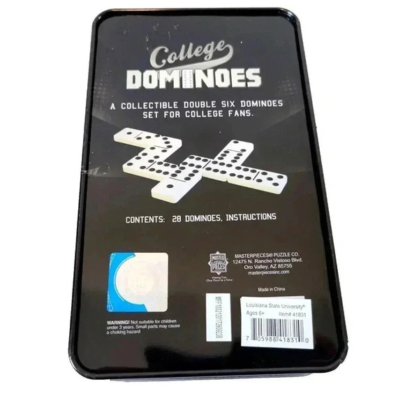 Double Six LSU Dominoes Louisiana State University College Edition Tin Case - Picture 3 of 3